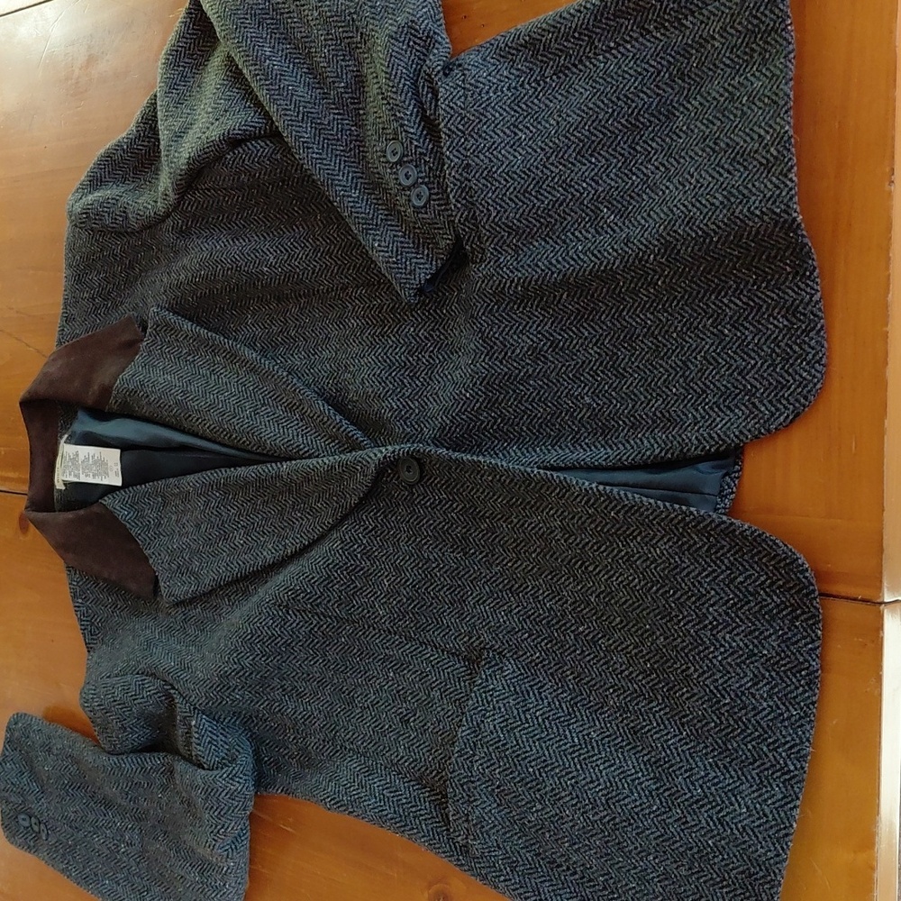 White Stag Blue Herringbone Equestrian Blazer Womans 14